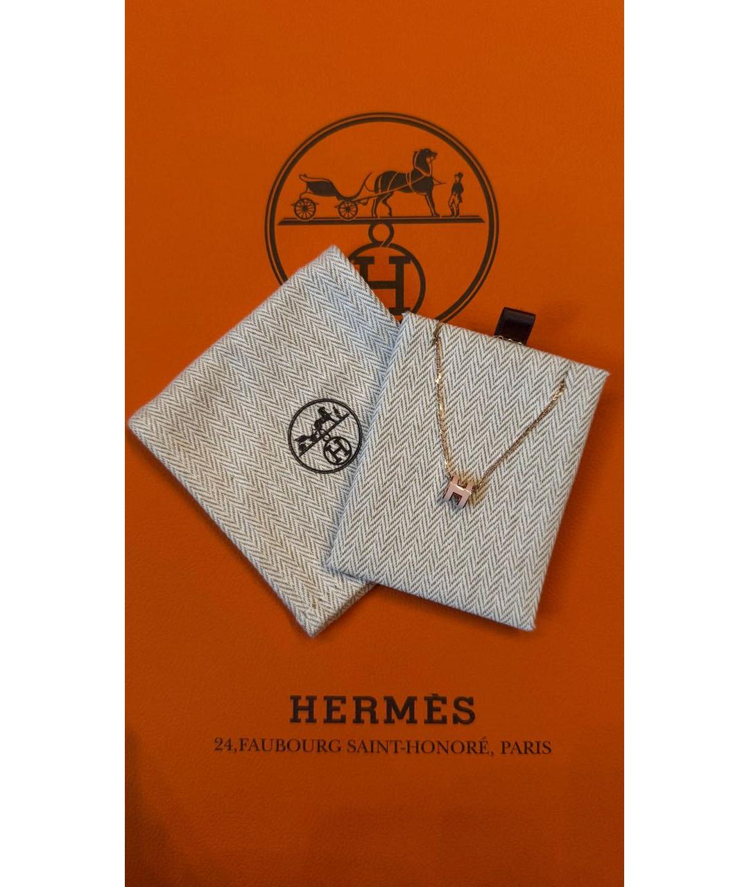 HERMES Розовое металлическое колье, фото 4