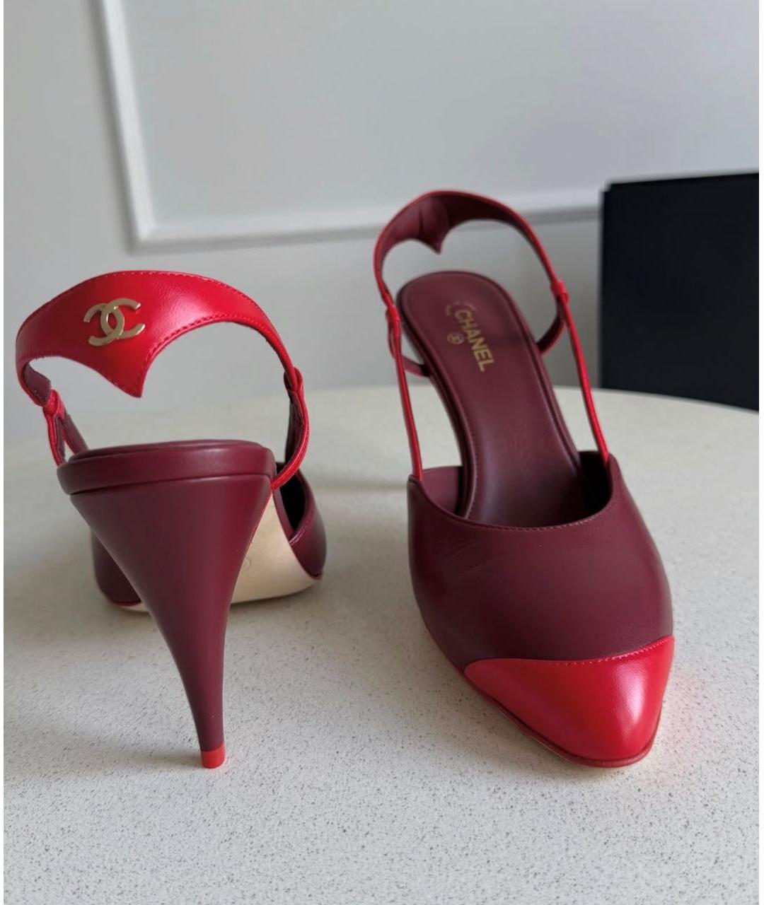 CHANEL Бордовые кожаные туфли, фото 3