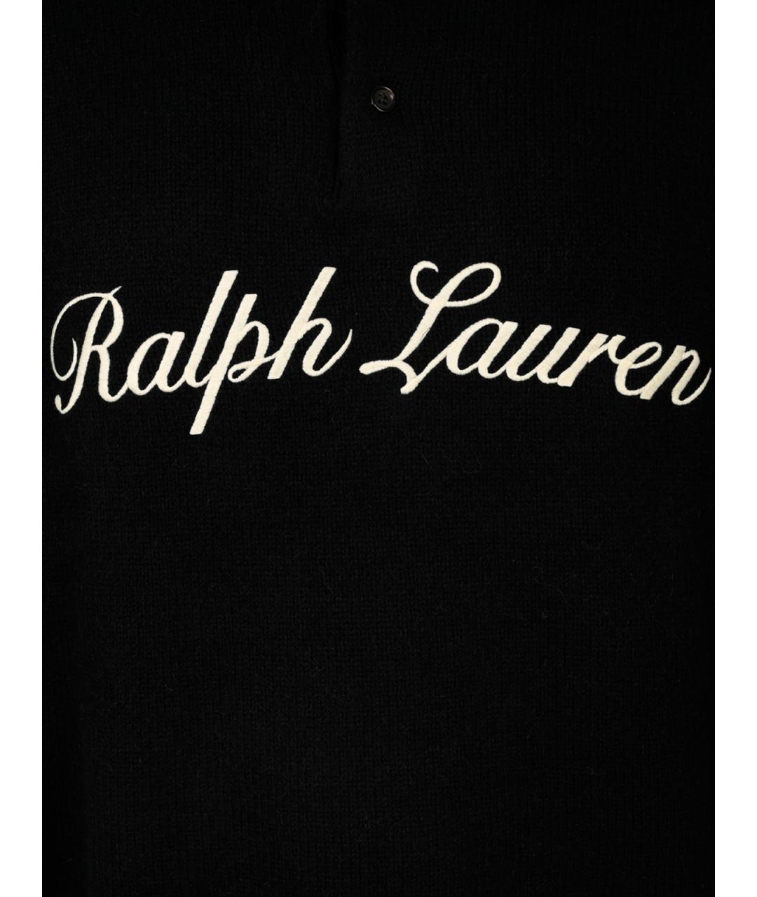 POLO RALPH LAUREN Черное хлопковое поло с длинным рукавом, фото 3