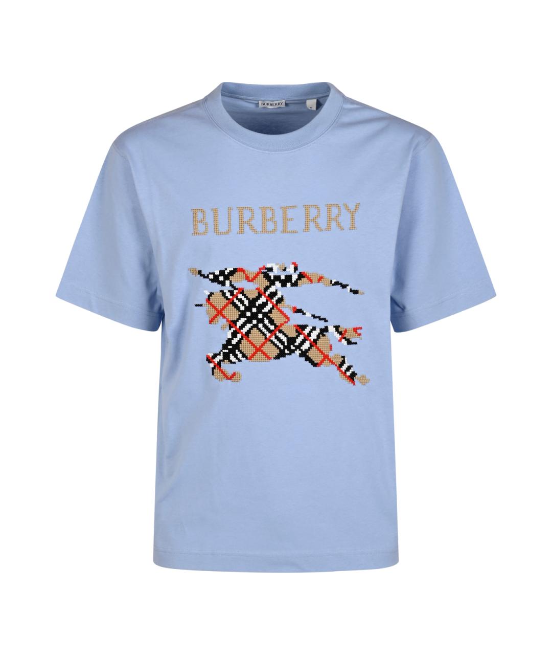 BURBERRY Голубая хлопковая футболка, фото 1