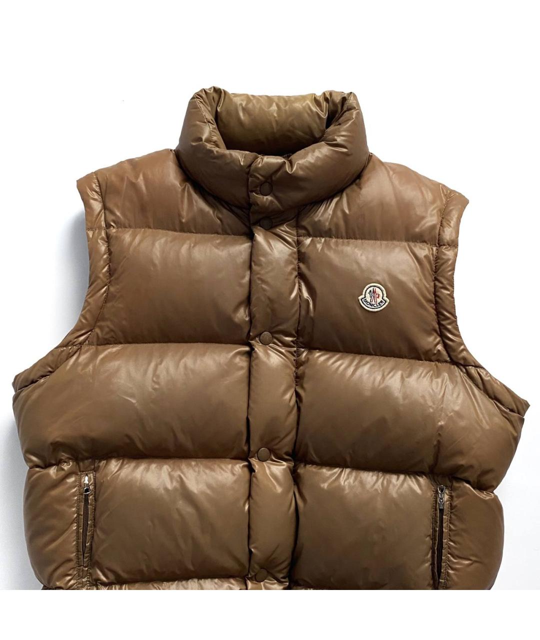 MONCLER Коричневый полиэстеровый пуховик, фото 5