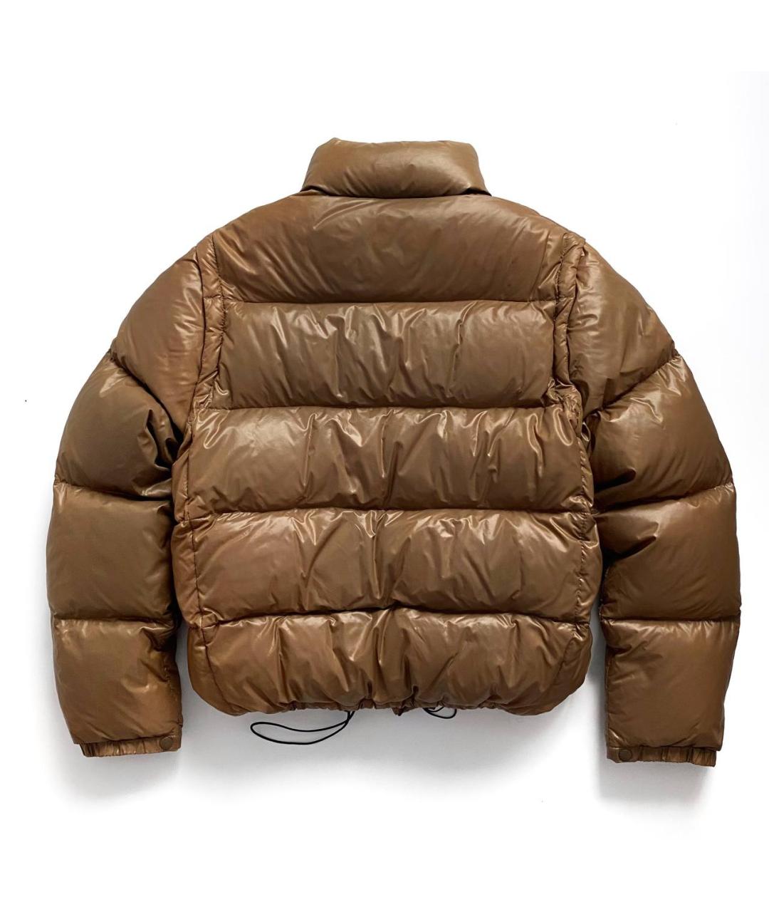 MONCLER Коричневый полиэстеровый пуховик, фото 2