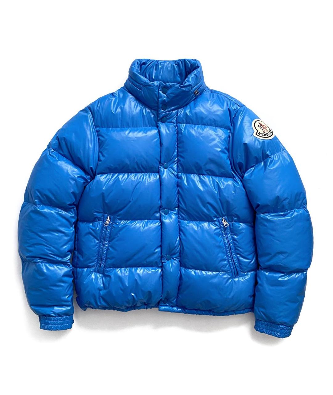 MONCLER Голубой полиэстеровый пуховик, фото 1