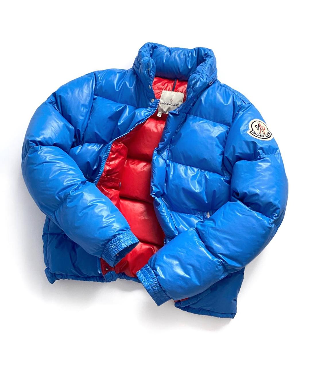 MONCLER Голубой полиэстеровый пуховик, фото 5
