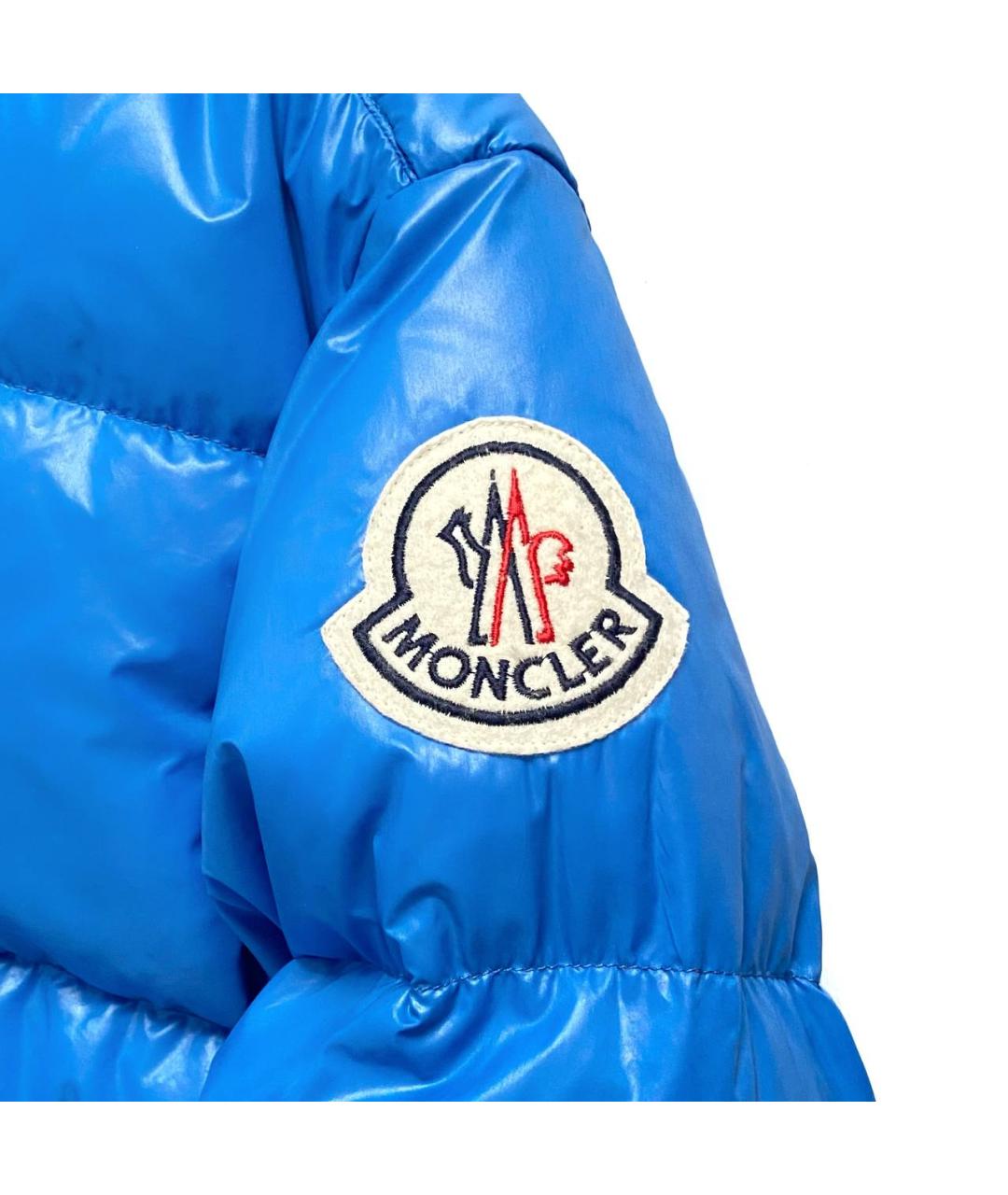 MONCLER Голубой полиэстеровый пуховик, фото 6