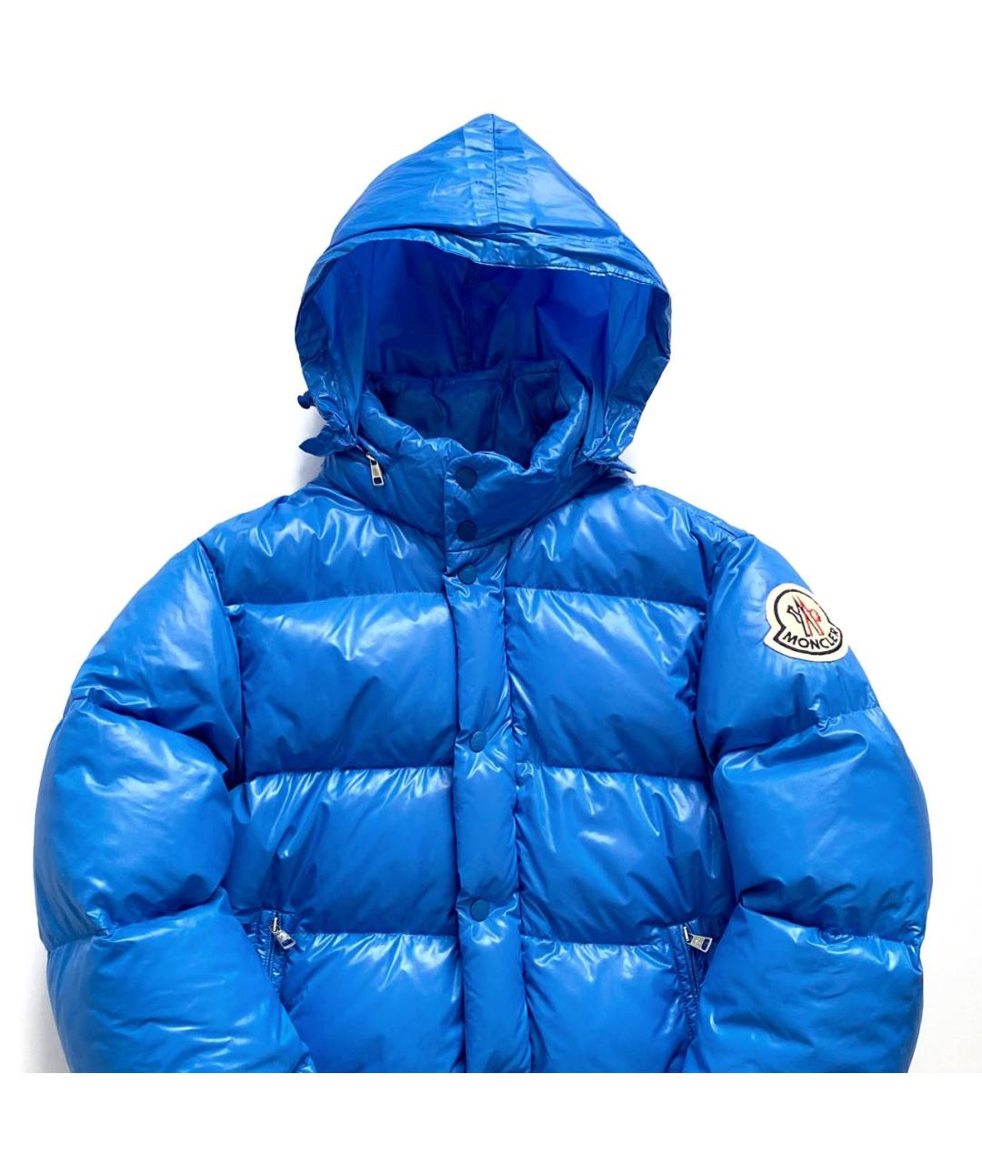 MONCLER Голубой полиэстеровый пуховик, фото 3