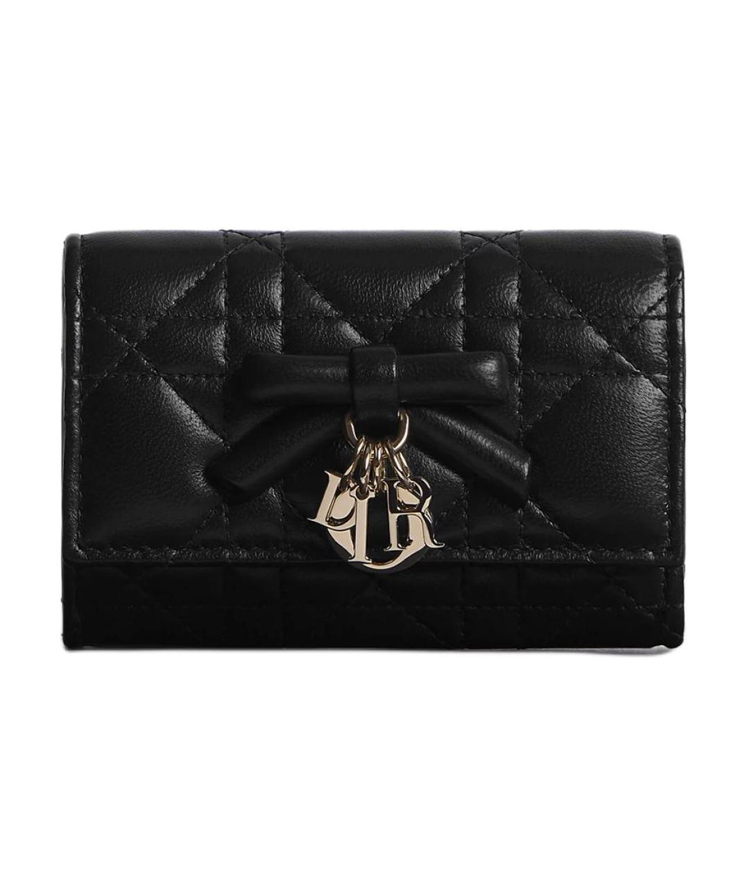 CHRISTIAN DIOR Черный кожаный кошелек, фото 1