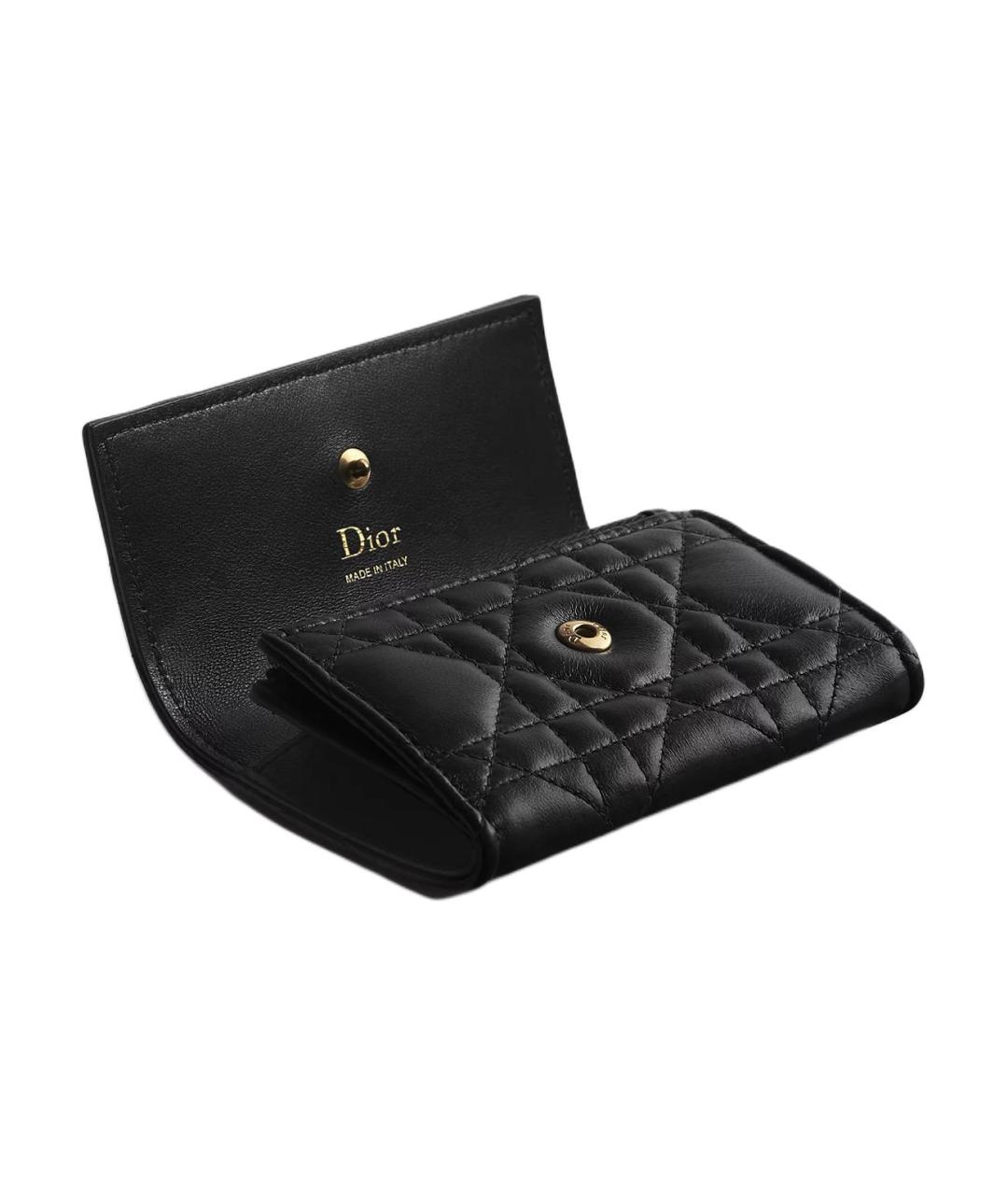 CHRISTIAN DIOR Черный кожаный кошелек, фото 3