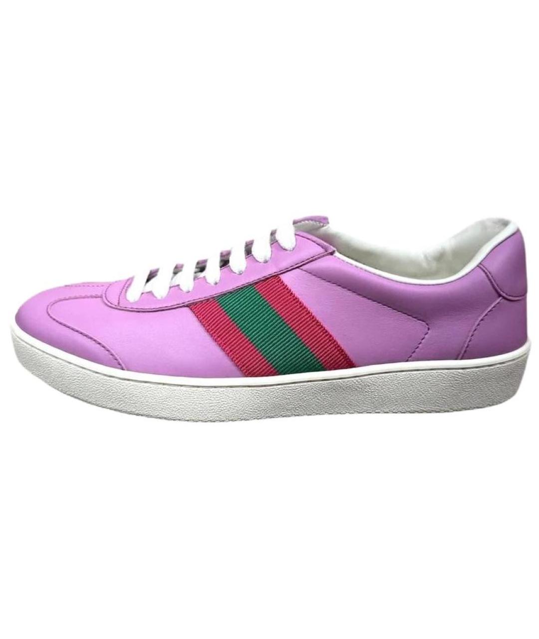 GUCCI Розовые кожаные кроссовки, фото 2