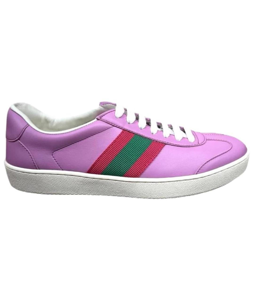 GUCCI Розовые кожаные кроссовки, фото 1