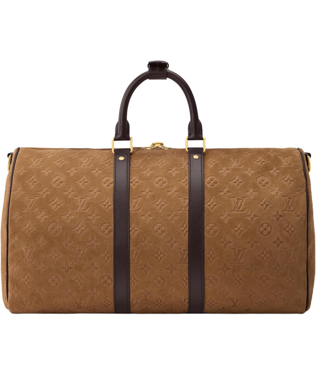 LOUIS VUITTON Коричневая замшевая дорожная/спортивная сумка, фото 3
