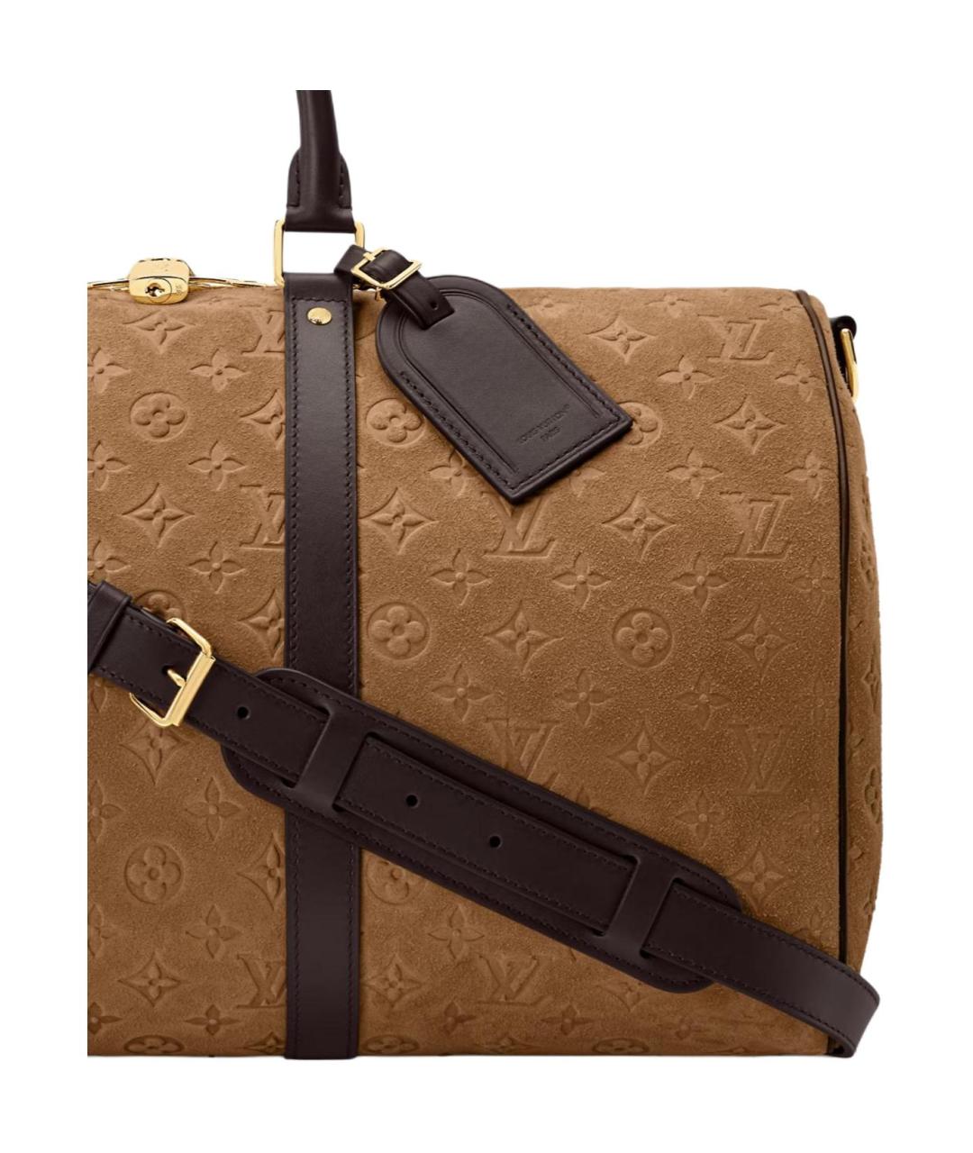 LOUIS VUITTON Коричневая замшевая дорожная/спортивная сумка, фото 4