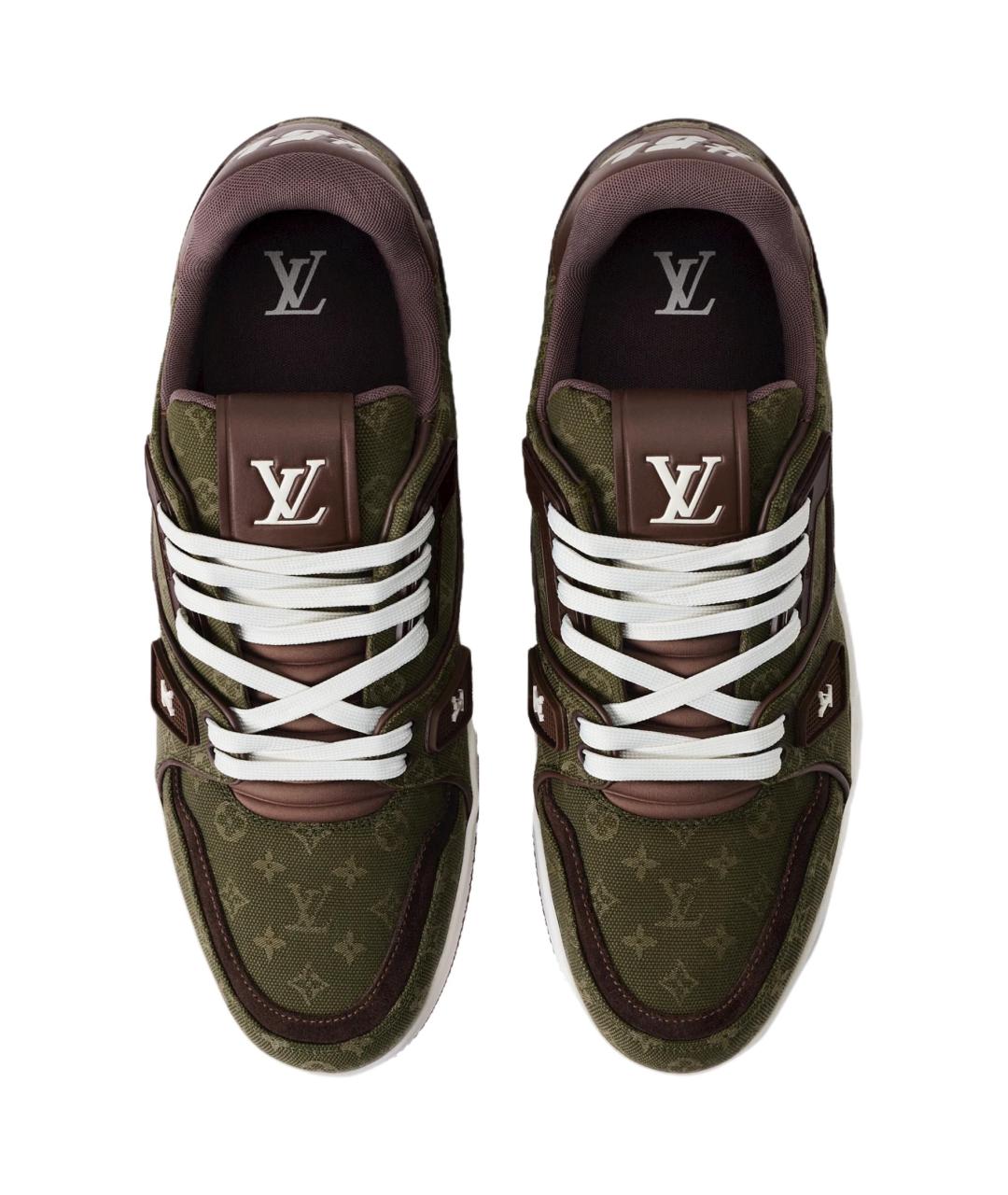 LOUIS VUITTON Зеленые кожаные низкие кроссовки / кеды, фото 4