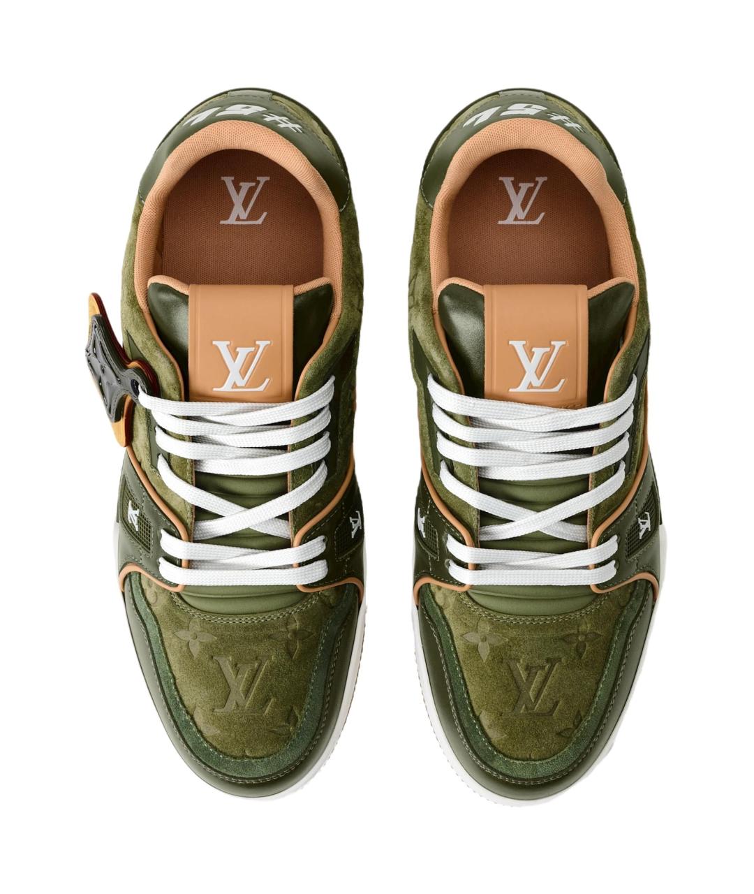 LOUIS VUITTON Зеленые кожаные низкие кроссовки / кеды, фото 4