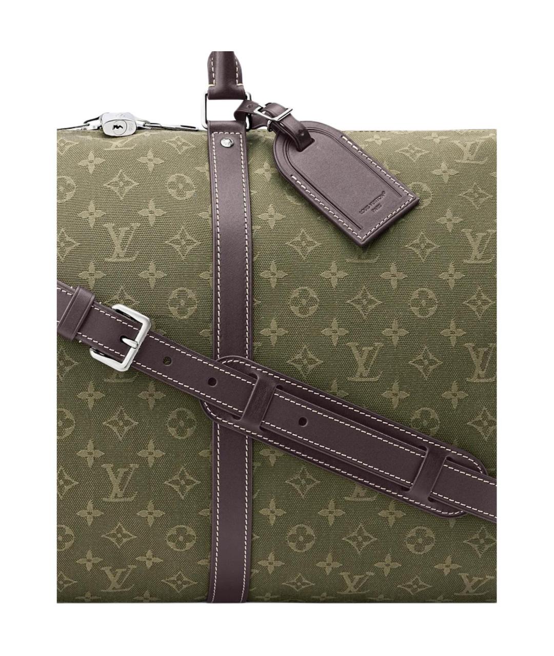 LOUIS VUITTON Зеленая дорожная/спортивная сумка из канвы, фото 4