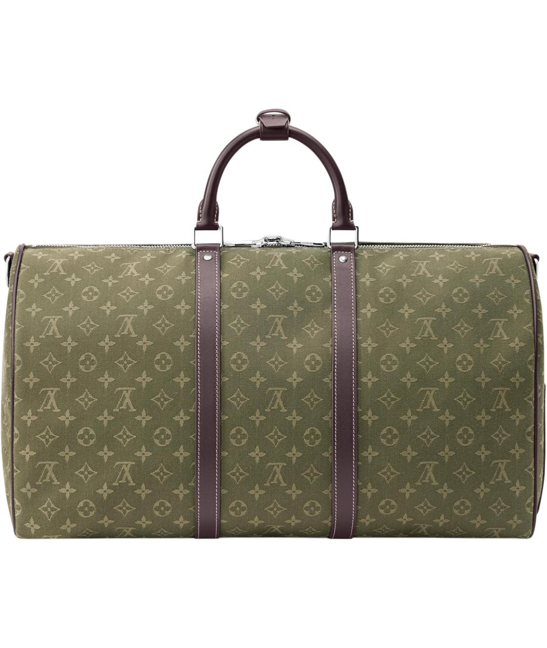 LOUIS VUITTON Зеленая дорожная/спортивная сумка из канвы, фото 2
