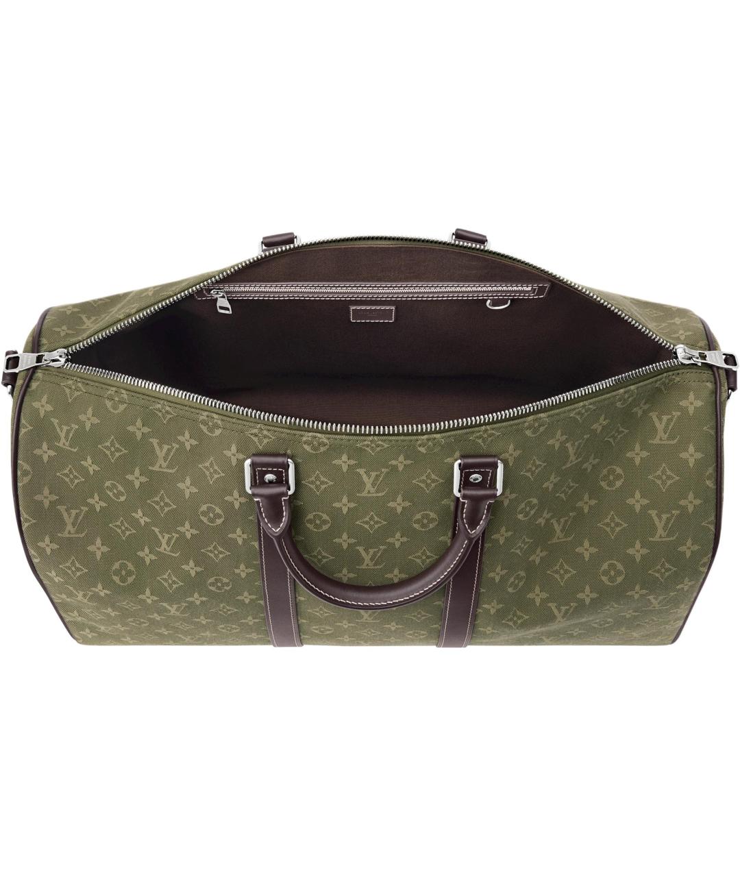 LOUIS VUITTON Зеленая дорожная/спортивная сумка из канвы, фото 3