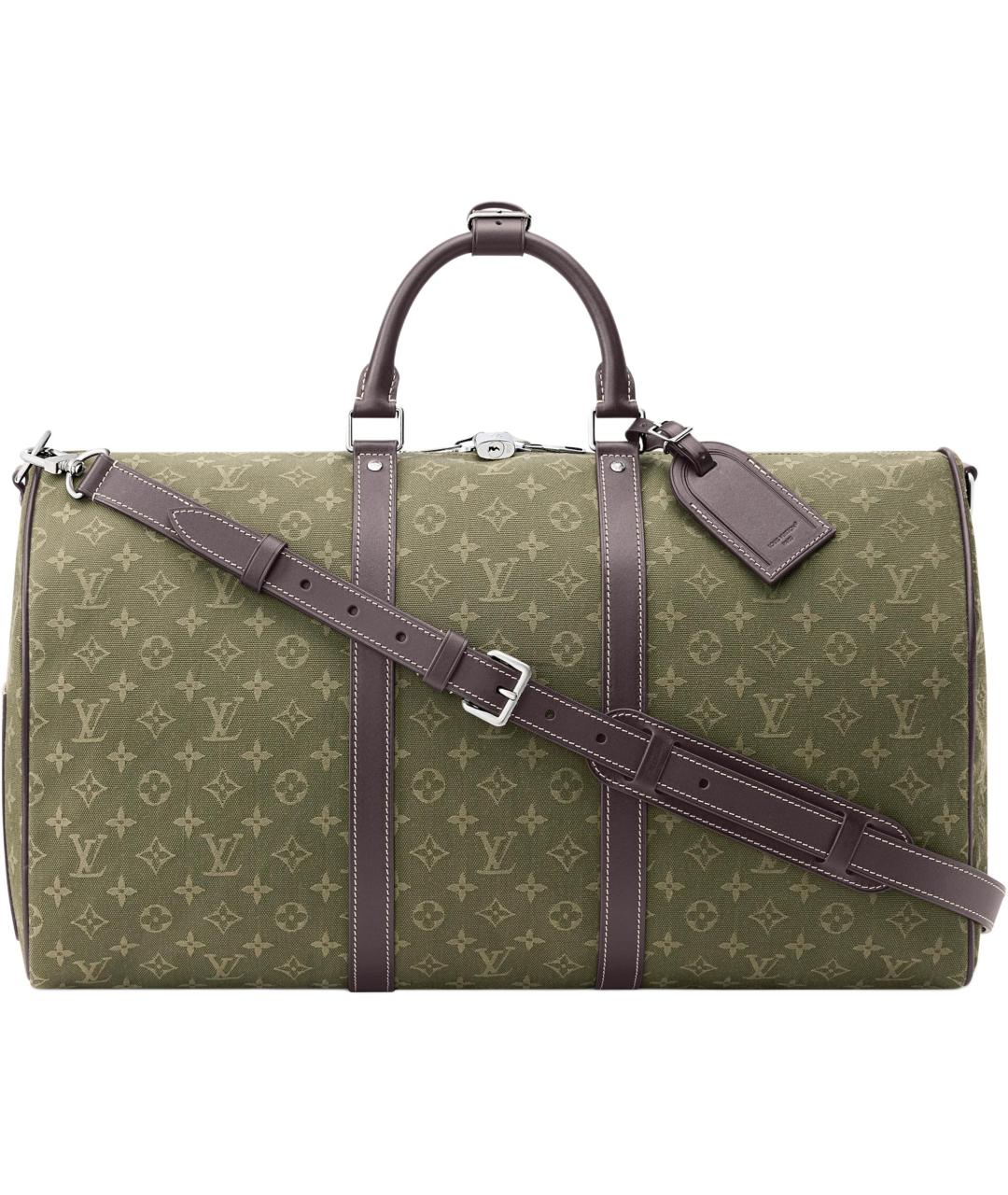 LOUIS VUITTON Зеленая дорожная/спортивная сумка из канвы, фото 1