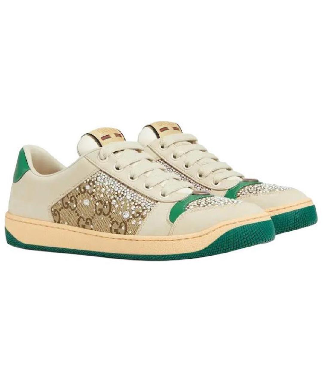 GUCCI Бежевые кожаные кроссовки, фото 3