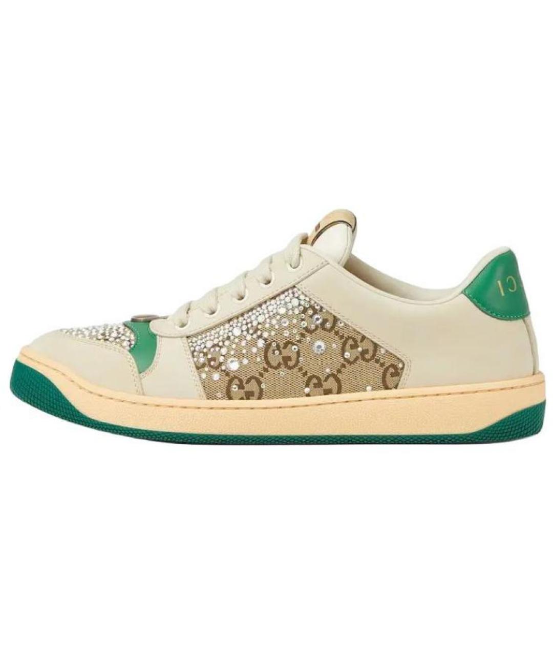 GUCCI Бежевые кожаные кроссовки, фото 6