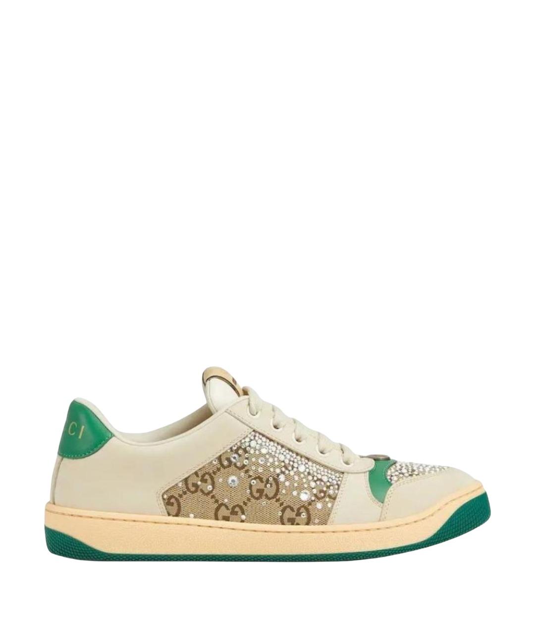 GUCCI Бежевые кожаные кроссовки, фото 1