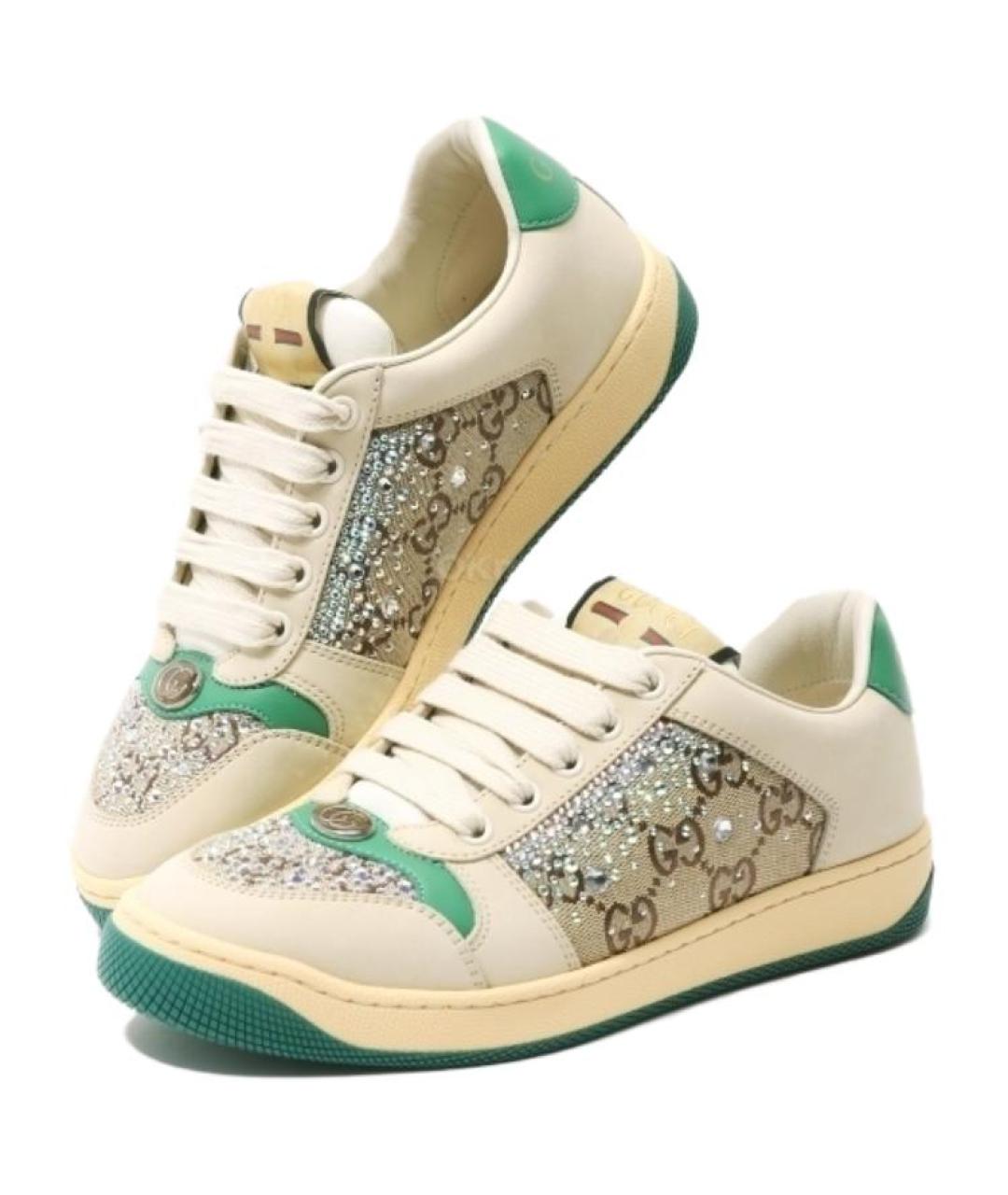 GUCCI Бежевые кожаные кроссовки, фото 4