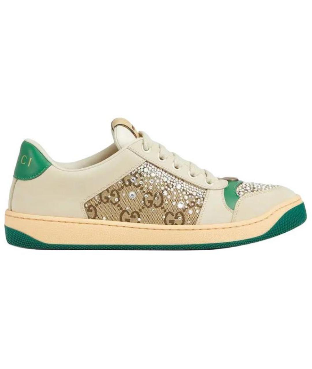 GUCCI Бежевые кожаные кроссовки, фото 2