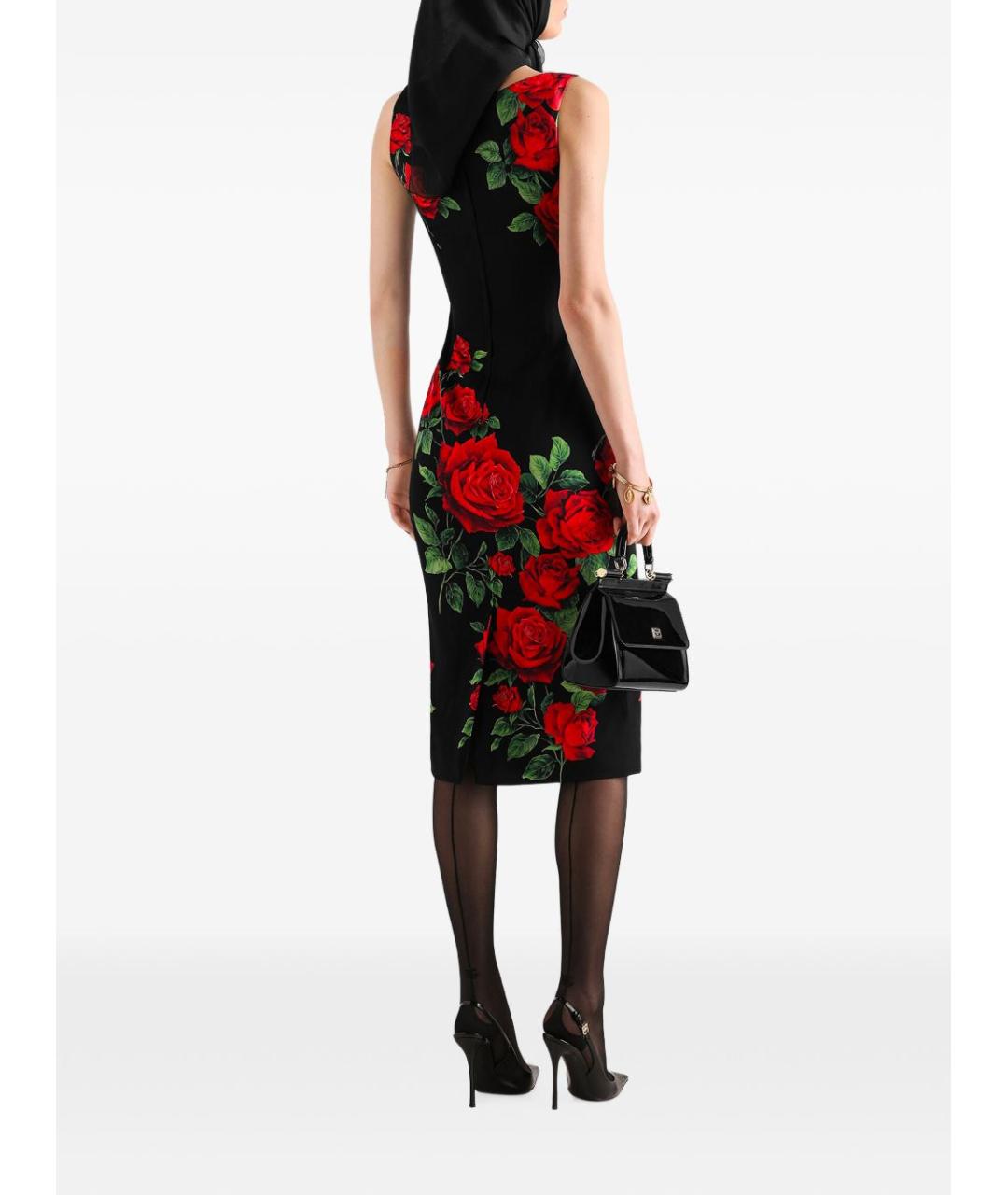 DOLCE&GABBANA Черное шелковое повседневное платье, фото 4
