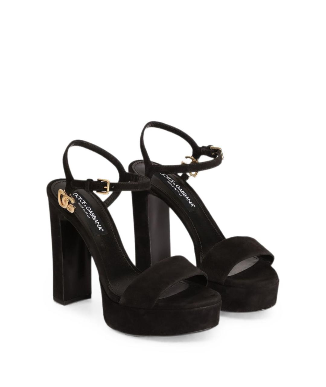 DOLCE&GABBANA Черные замшевые босоножки, фото 2