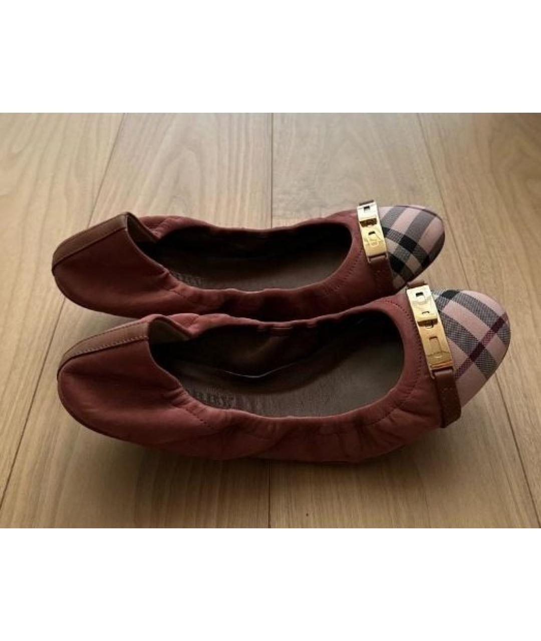 BURBERRY Коричневые кожаные балетки, фото 4