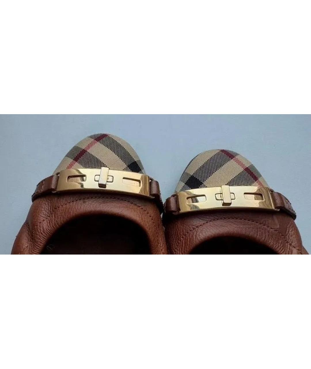 BURBERRY Коричневые кожаные балетки, фото 6