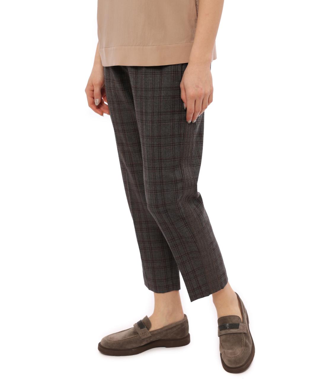 BRUNELLO CUCINELLI Серые шерстяные брюки узкие, фото 4