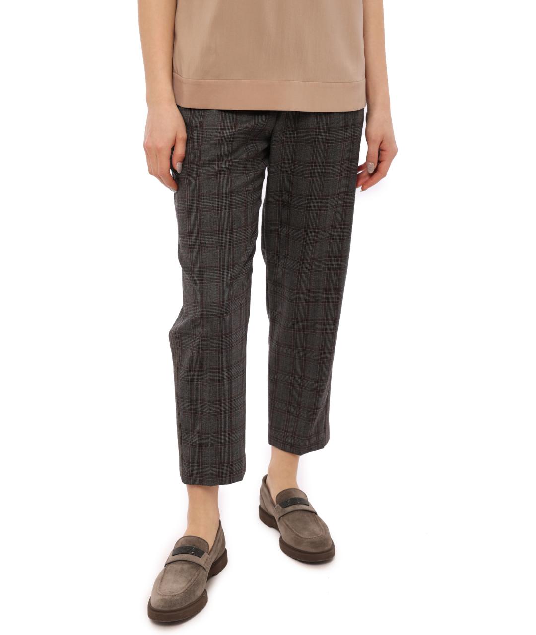 BRUNELLO CUCINELLI Серые шерстяные брюки узкие, фото 3