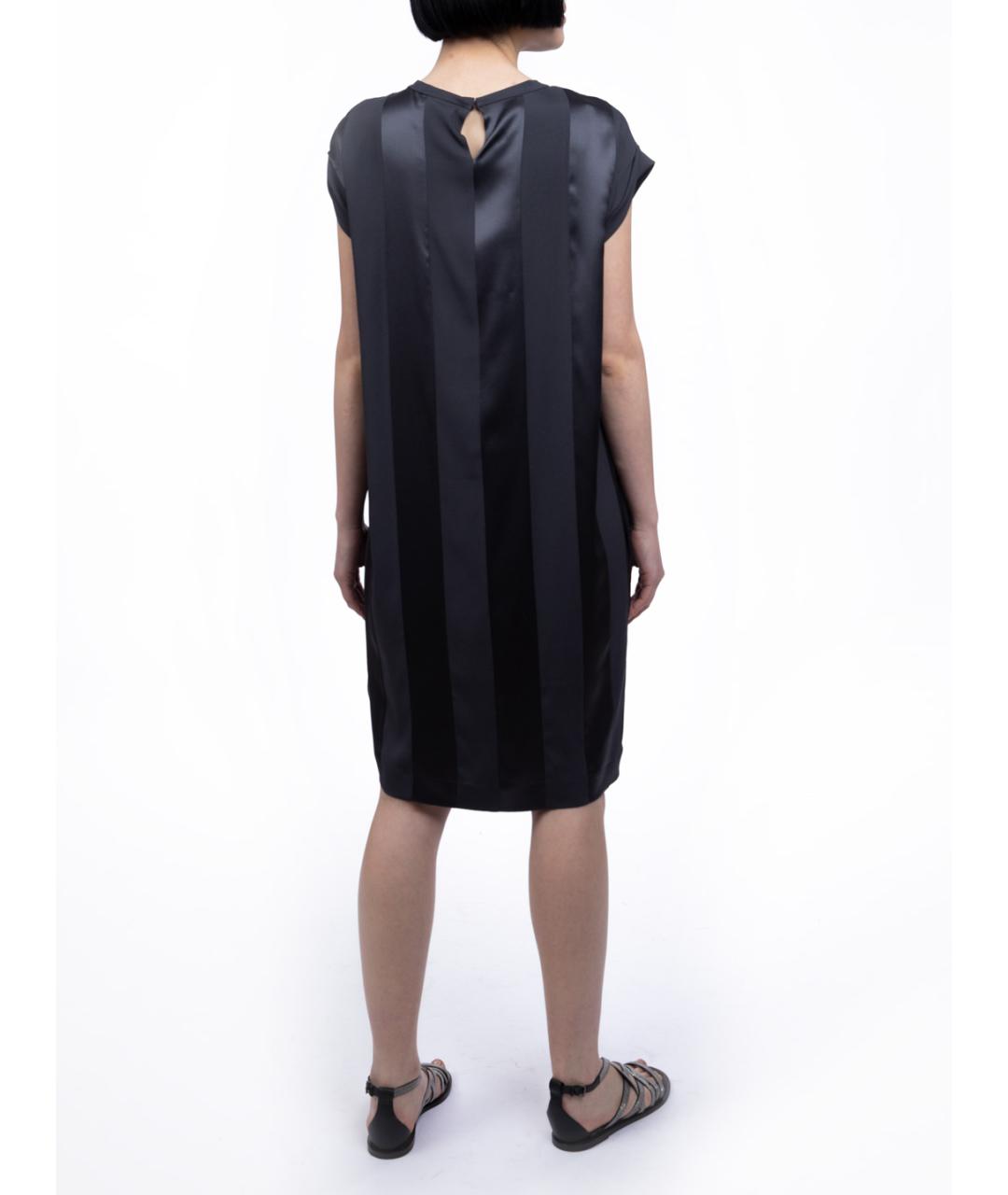 BRUNELLO CUCINELLI Антрацитовое шелковое коктейльное платье, фото 3