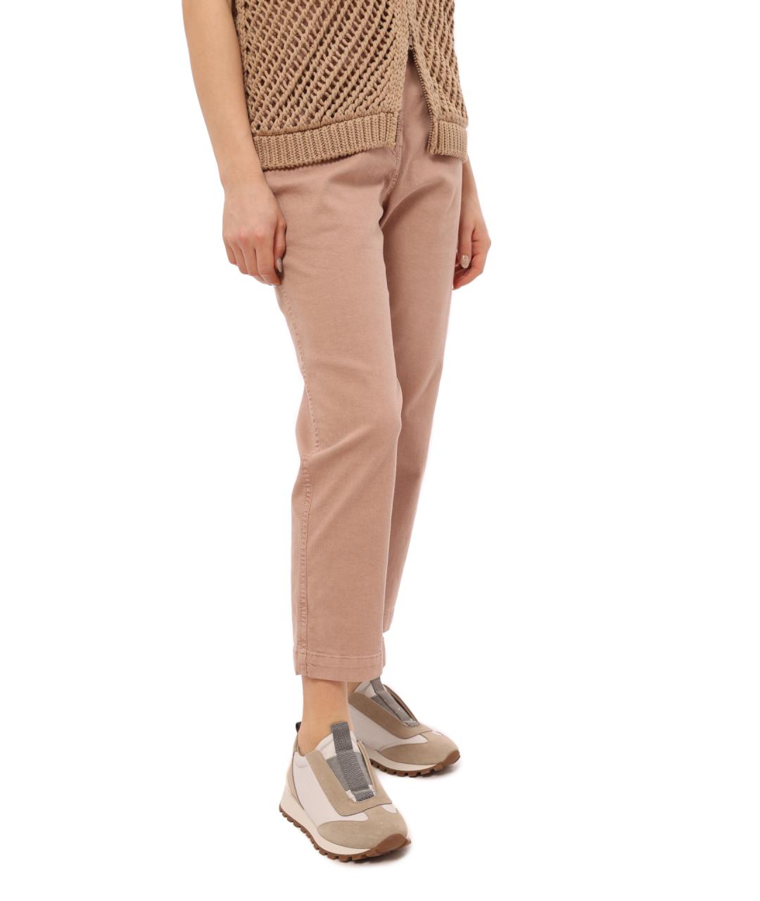BRUNELLO CUCINELLI Розовые хлопковые прямые джинсы, фото 3