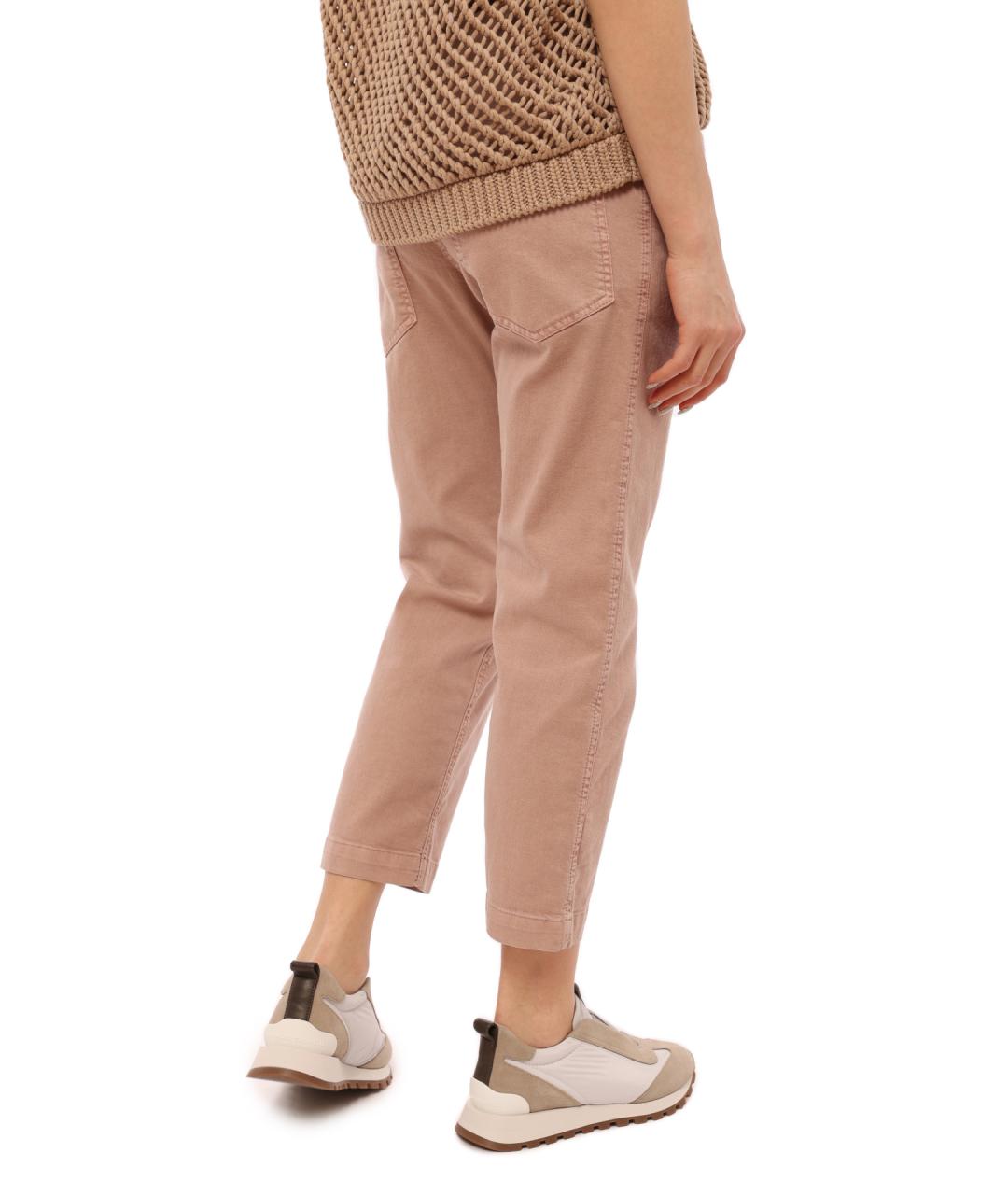 BRUNELLO CUCINELLI Розовые хлопковые прямые джинсы, фото 4