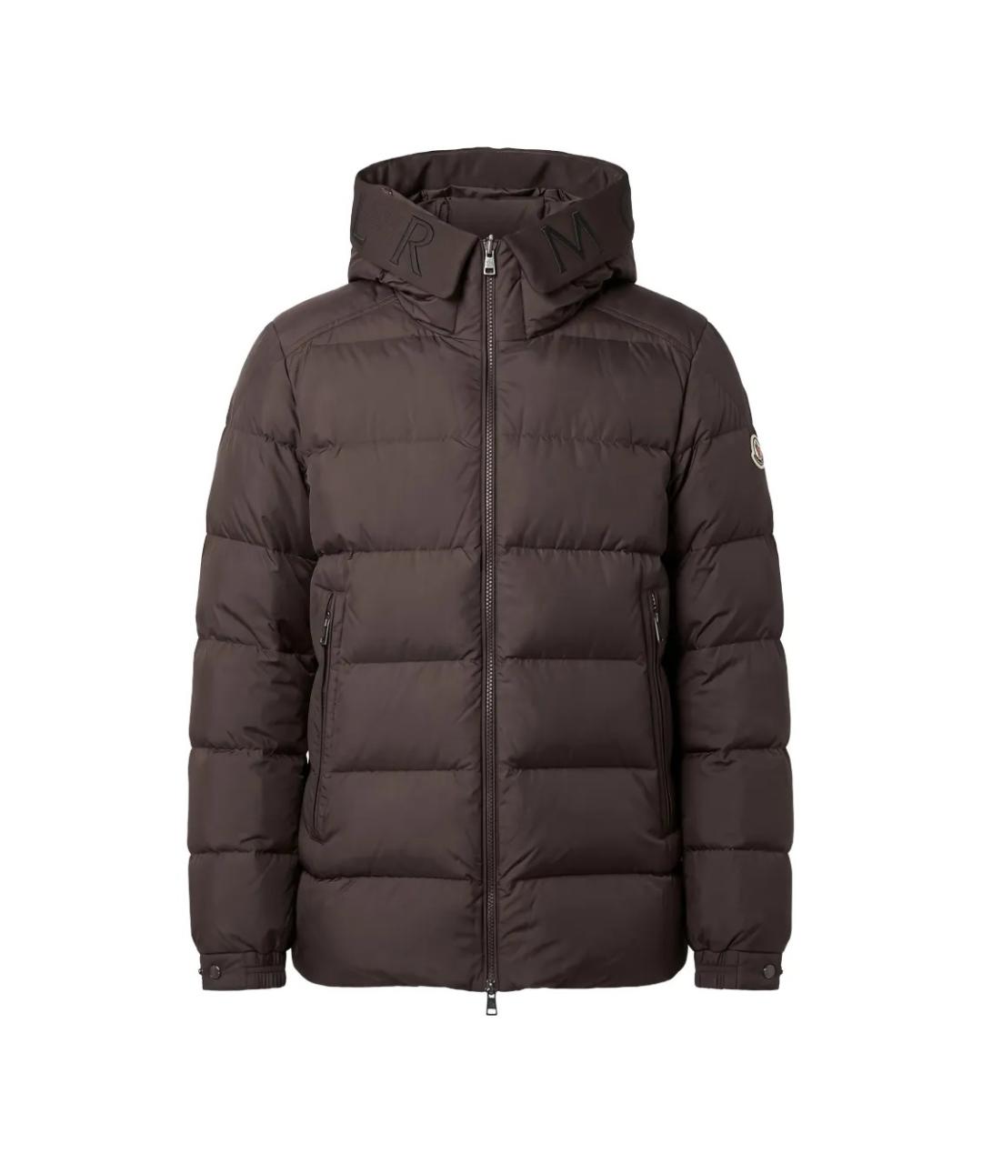MONCLER Коричневый полиэстеровый пуховик, фото 1