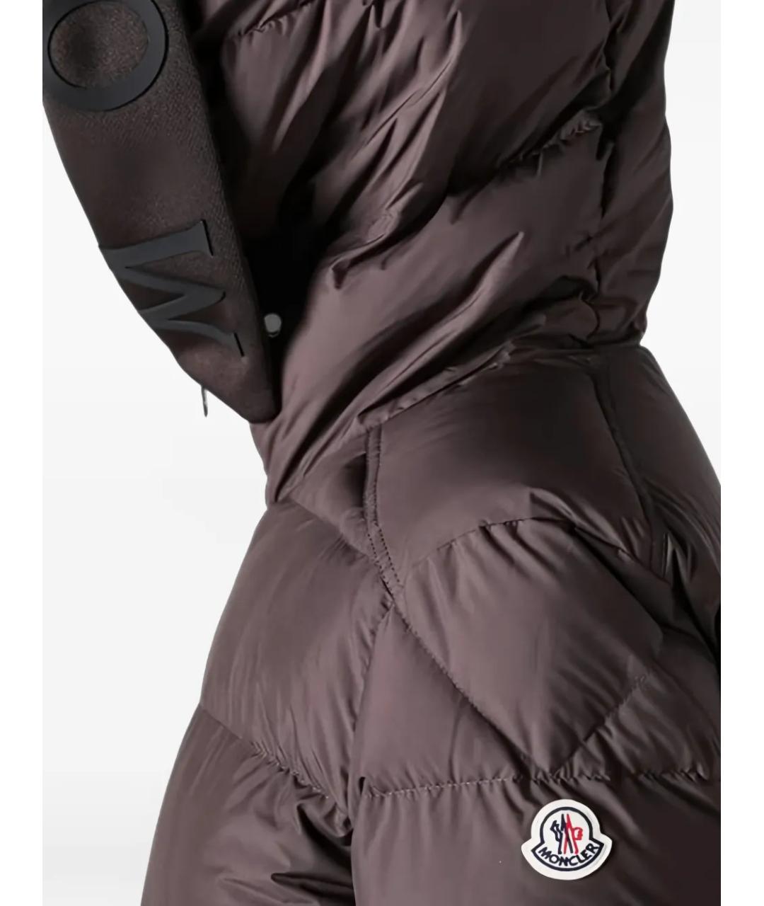 MONCLER Коричневый полиэстеровый пуховик, фото 3