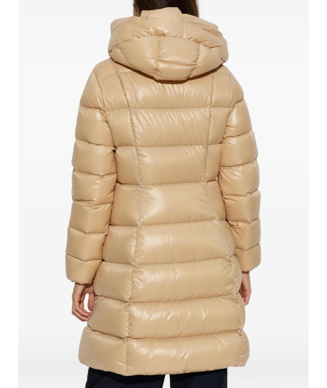 MONCLER Бежевый полиамидовый пуховик, фото 4