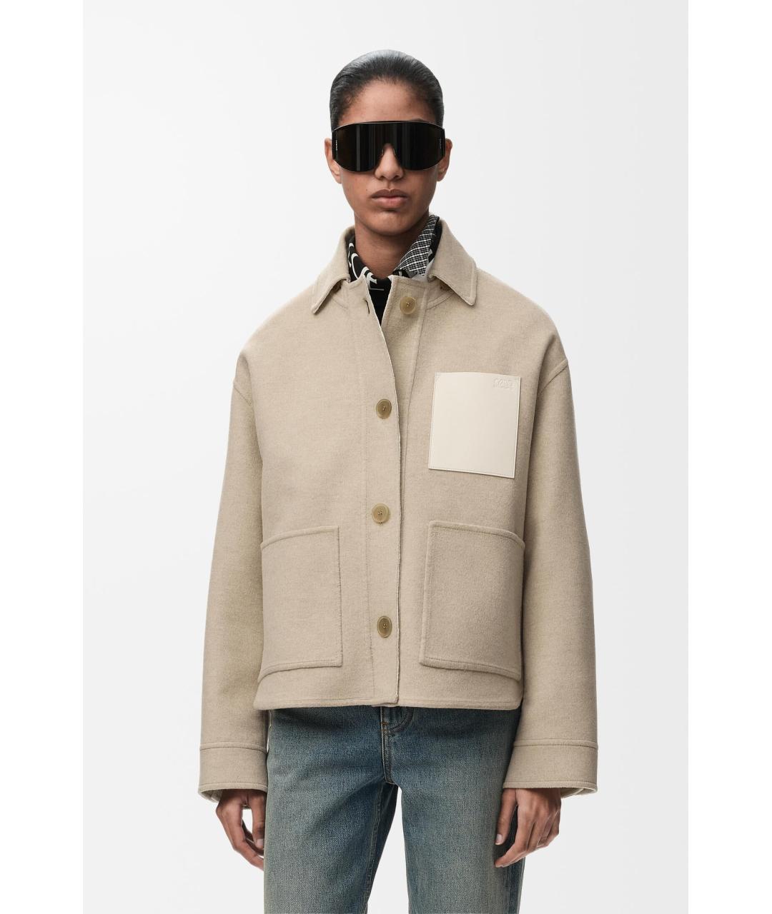 LOEWE Бежевая шерстяная куртка, фото 3