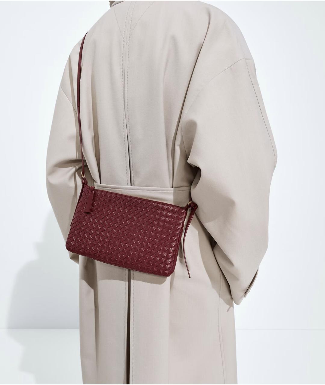 BOTTEGA VENETA Бордовая кожаная сумка через плечо, фото 2