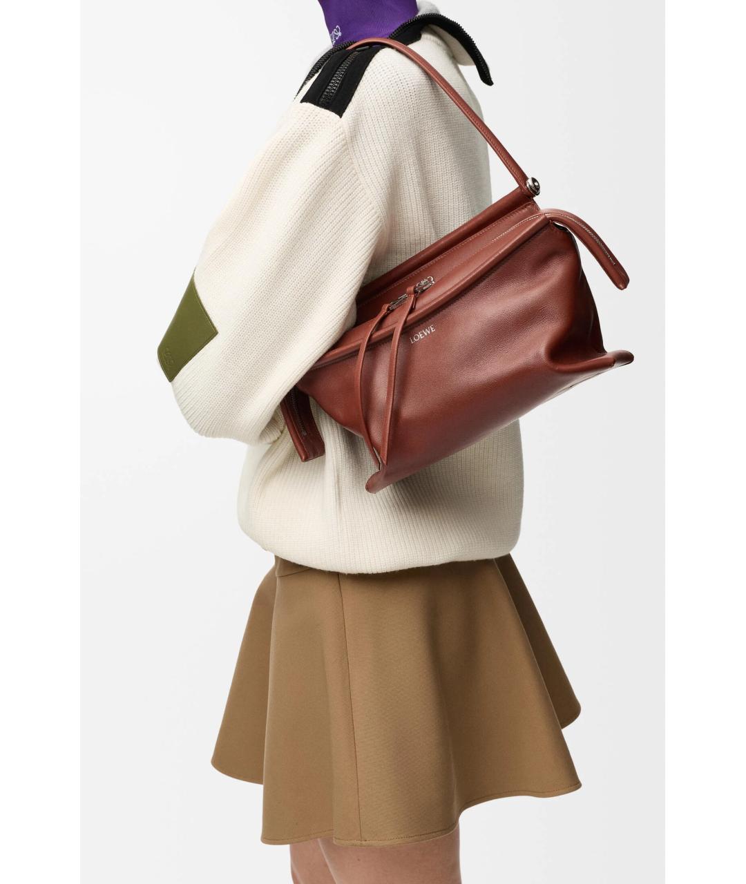 LOEWE Коричневая кожаная сумка через плечо, фото 3