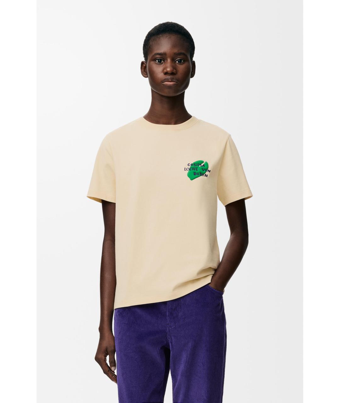 LOEWE Бежевая хлопковая футболка, фото 3