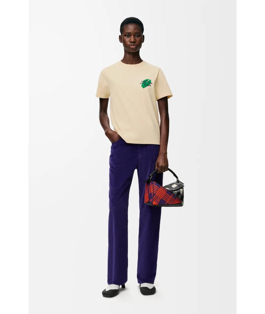 LOEWE Бежевая хлопковая футболка, фото 2