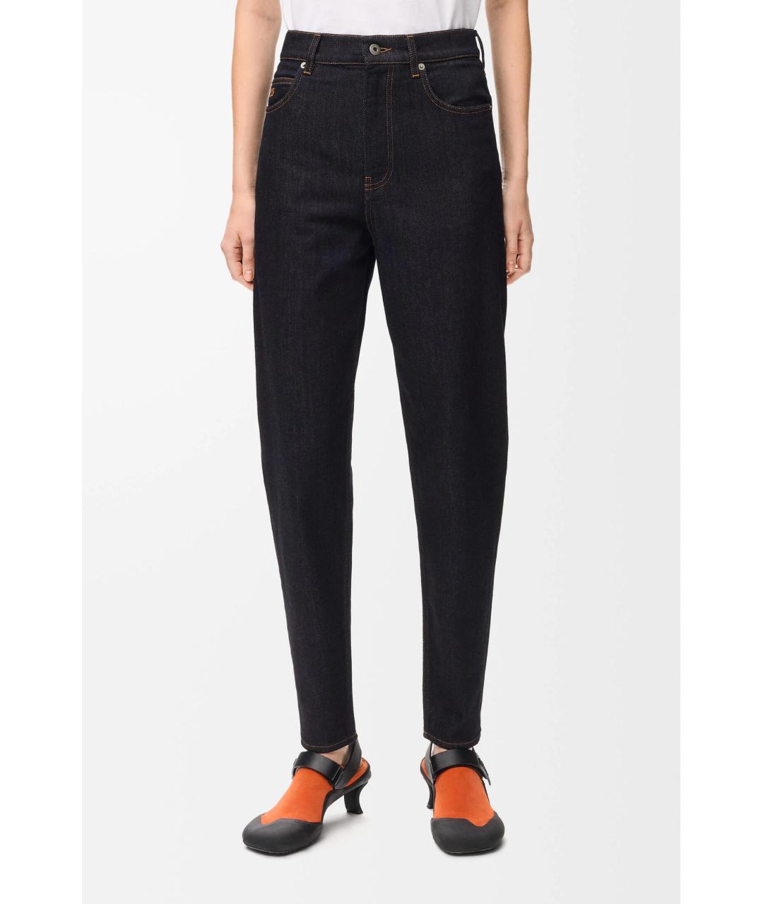 LOEWE Темно-синие хлопковые прямые джинсы, фото 3