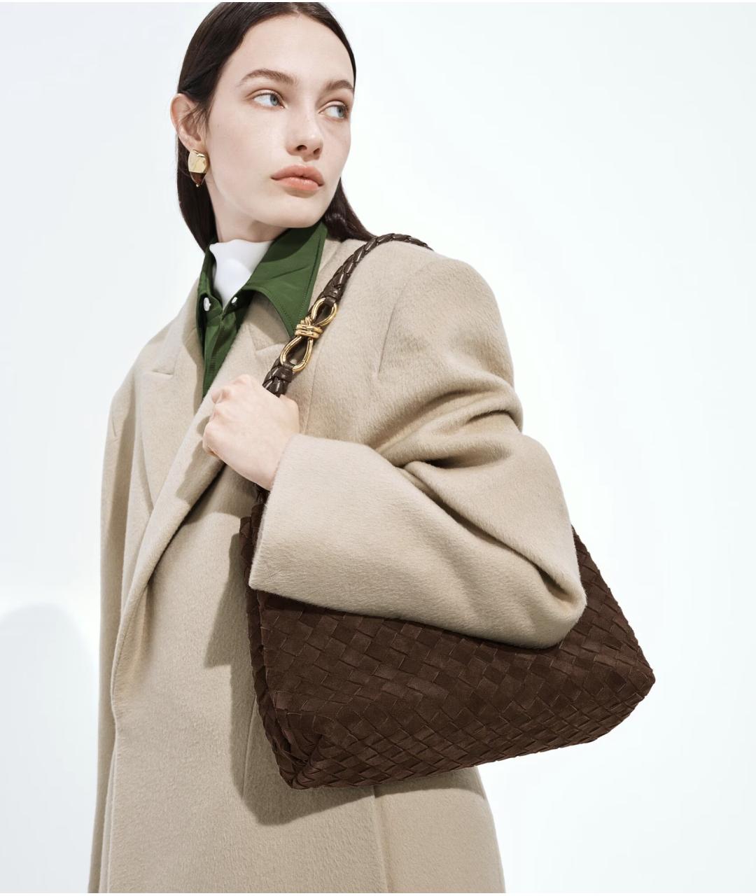BOTTEGA VENETA Коричневая замшевая сумка тоут, фото 6