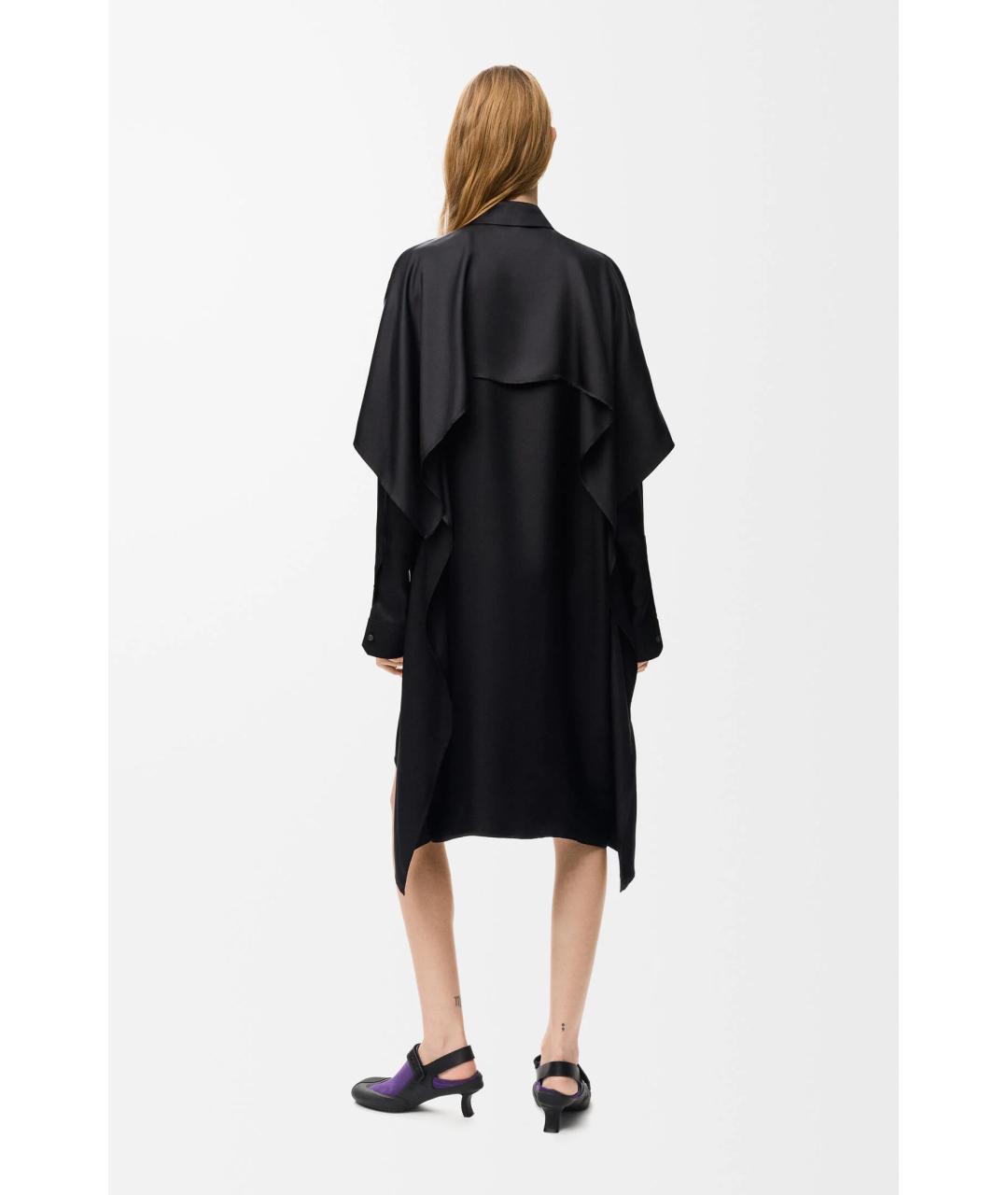 LOEWE Черное шелковое повседневное платье, фото 3