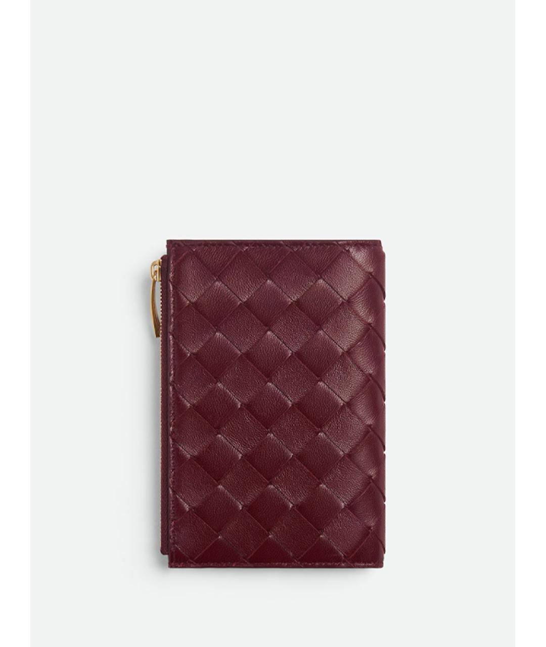 BOTTEGA VENETA Бордовый кожаный кошелек, фото 2