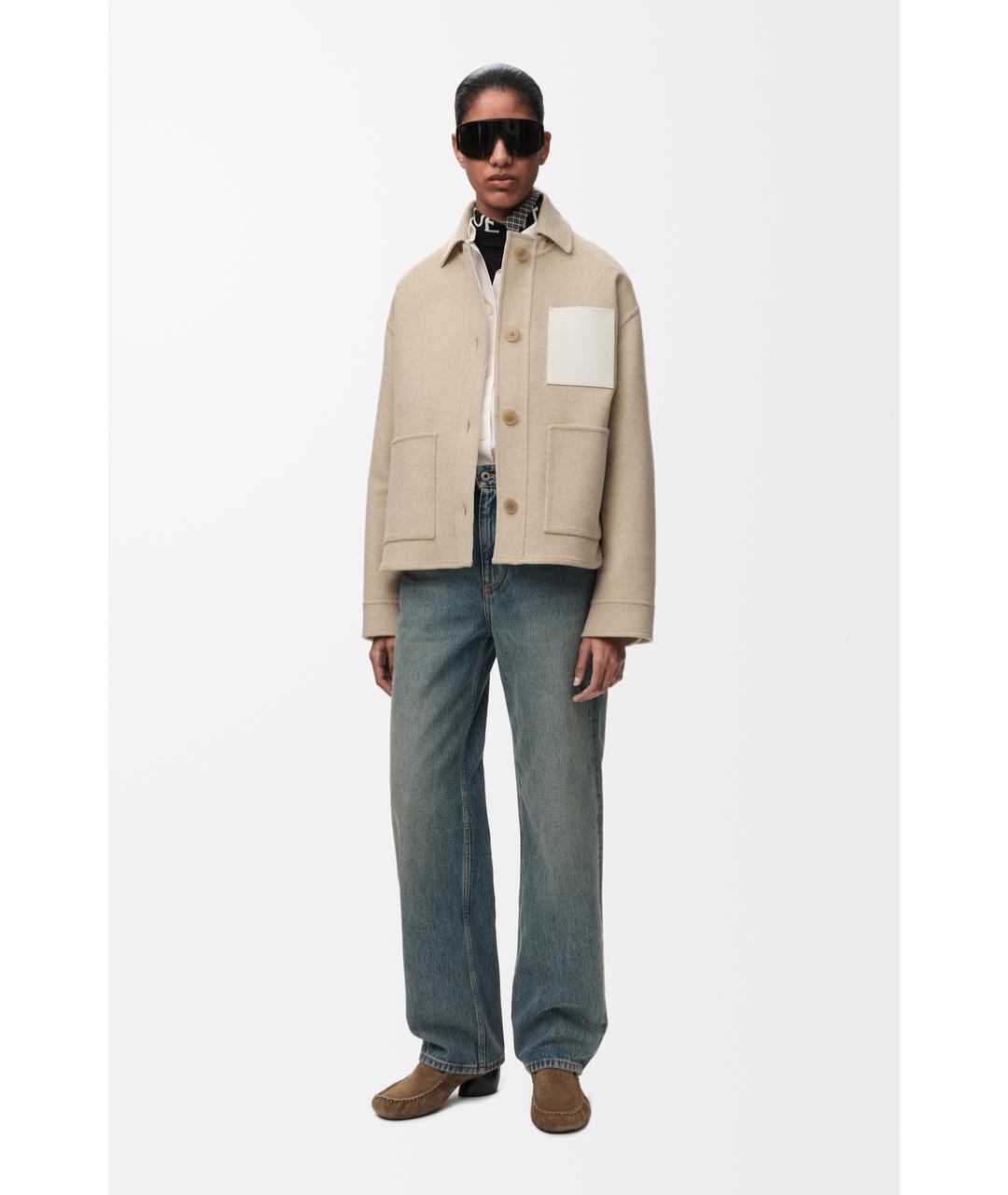LOEWE Бежевая шерстяная куртка, фото 2