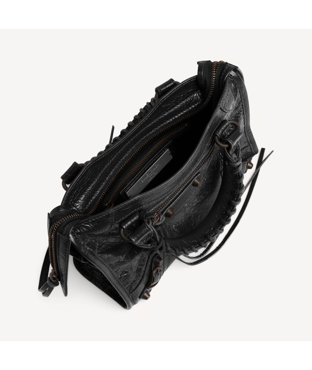 BALENCIAGA Черная кожаная сумка тоут, фото 5